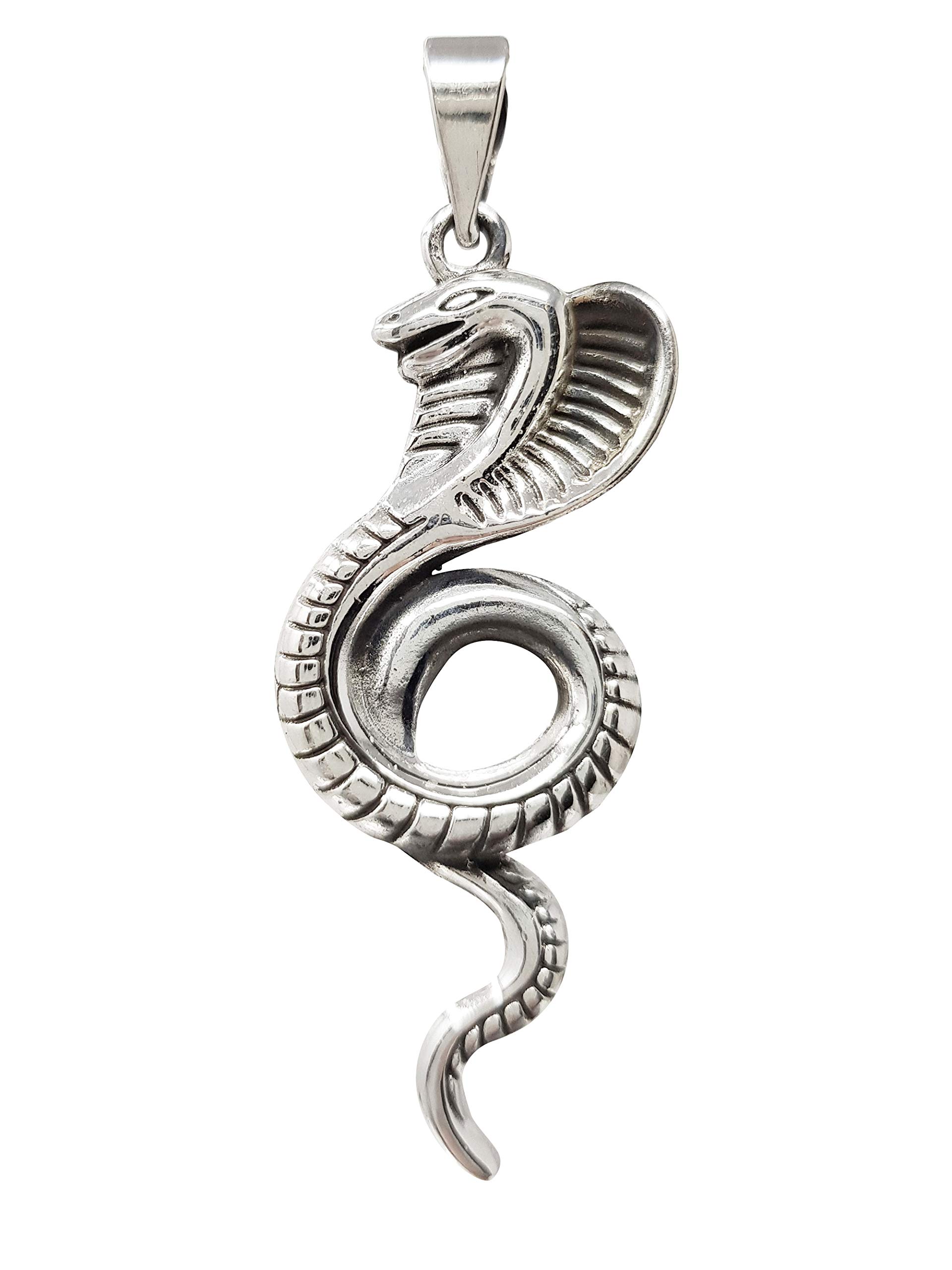 Treasure Bay Men's 925 Sterling Silver Intricate Snake Pendant