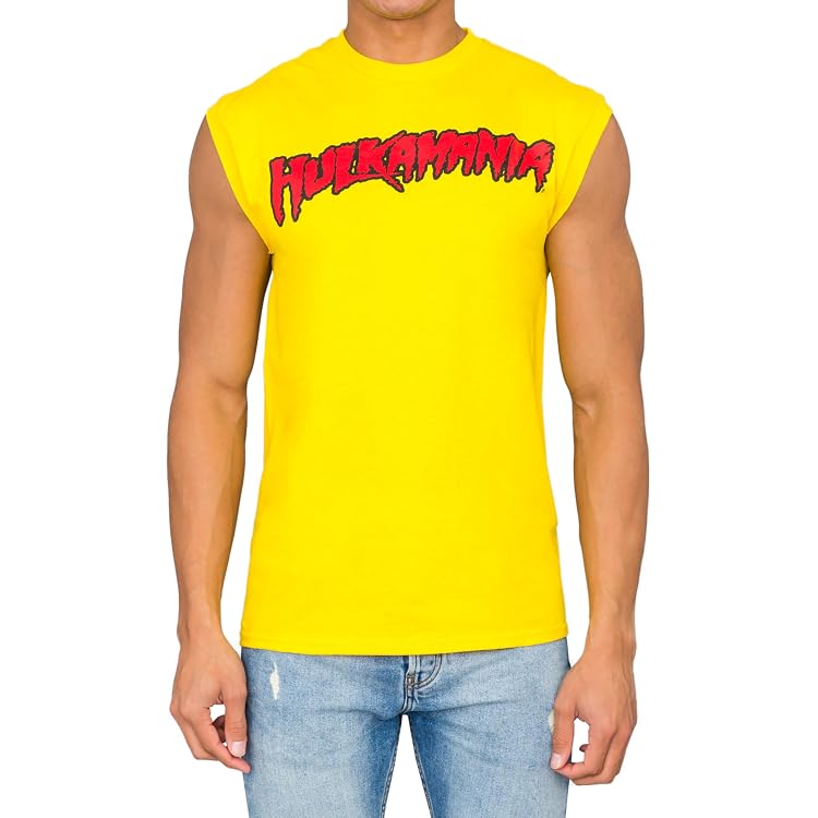 WWE Men's Hulkamania Hulk Hogan T-Shirt – Yellow With Red Print - View #2