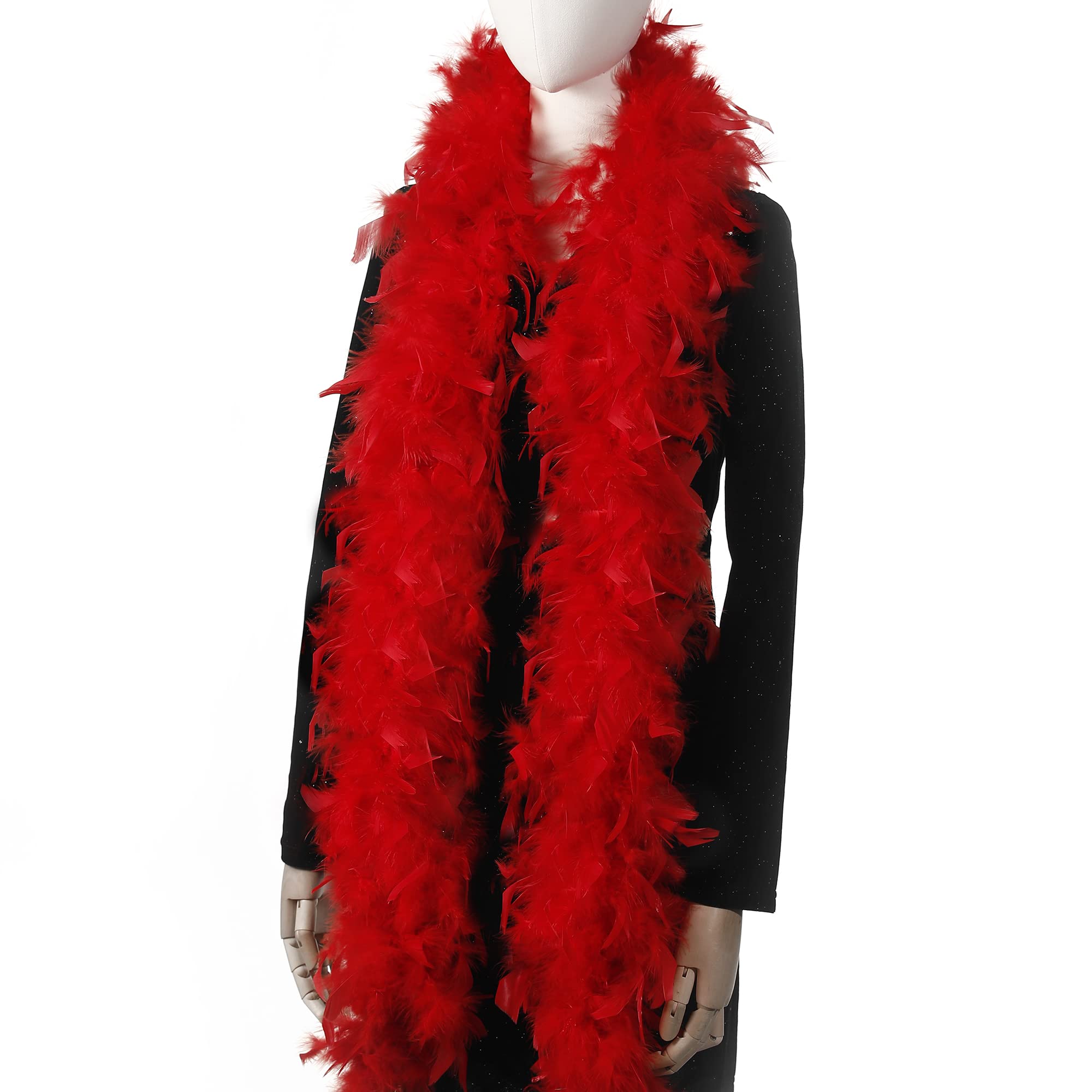 Larryhot 60g Red Feather Boa - 2 Yards Turkey Boa Feathers for Party Bulk,Christmas,Wedding Centerpieces,Costume,Concert,Pet and Home Decoration (Red) — image 1
