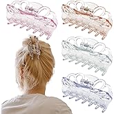 Clear Hair Claw Clips for Women, B.PHNE Butterfly Banana Clips, 3.5 Inch Non Slip Strong Hold Grip Jaw Clamps, Transparent Hair Clamps for Thick Thin Hair 4 Pack