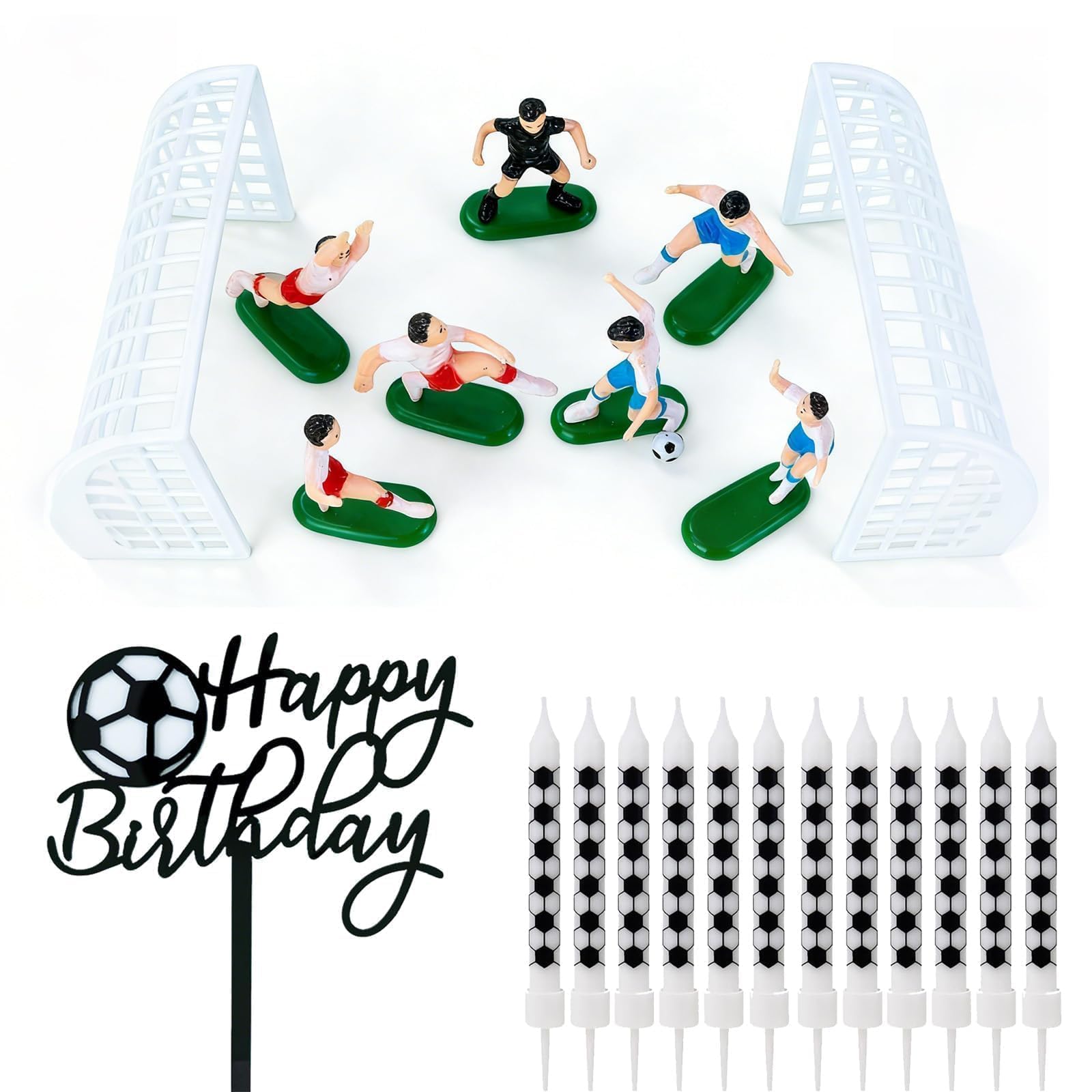22 Pcs Football Cake Decorations for Boys Set, Football Cake Toppers for Boys, Footballs Cupcake Toppers for Men Footballs Candles Suitable for Men and Teen Birthday Parties and School Activities