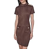 Karl Lagerfeld Womens Short Sleeve Mock Neck Sheath Mini Dress