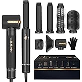 7 in ONE Hair Dryer Brush, Powerful Blow Dryer Brush with Air Curler for Hair, Brush Blow Dryer with Diffuser, Ionic Hot Air Brush Fast Dry, Volumize, Curls, Straight, Hair Styling Tools 100-120V
