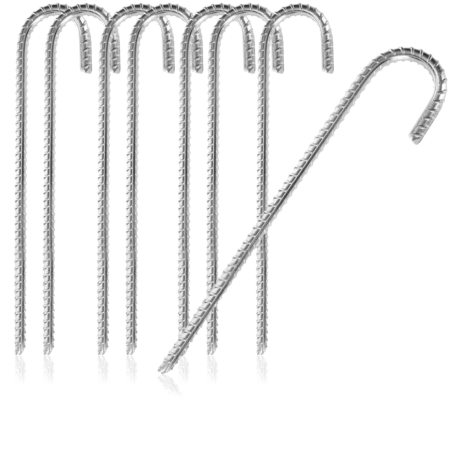 COM-FOUR® 8x XL ground anchors made of solid steel, J-shape 30 cm, Ø 1 cm - galvanized ground anchors for tents, gazebos, bouncy castles, trampolines, reinforcement rods, stable and rustproof