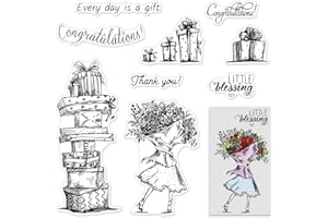 ON-AIRSTORE Valentine's Day Clear Stamps for Card Making Decoration and Scrapbooking Supplies, Gifts Flowers Transparent Rubber Stamps for Paper Card Photo Album Crafting Supplies