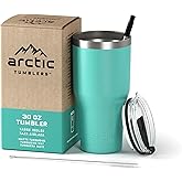 Arctic Tumblers | 30 oz Matte Turquoise Insulated Tumbler with Straw & Cleaner - Retains Temperature up to 24hrs - Non-Spill Splash Proof Lid