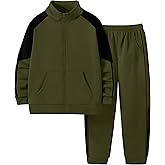 NECIOUS Boys Clothes 2 Piece Long Sleeve Zip Up Boys Sweatshirt Jacket and Jogging Sweatpants Kids Fall Winter Outfits 6-12Y
