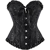 Lshyuehao Corset Tops for Women Bustier Shapewear Lingerie Sexy Christmas Mrs. Claus Costume Bustier Corset Top