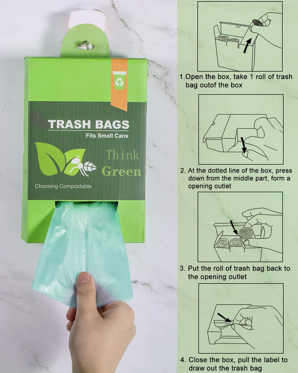 AYOTEE Tall Kitchen Trash Bags-13-15 Gallon Compostable Garbage Trash bags, Heavy Duty Unscented 1.18Mils 55 Liter Rubbish Can Liners for Kitchen Garden Home