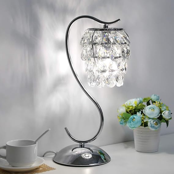 Crystal Touch Control Table Lamp, 3 Way Dimmable Bedside Lamp with