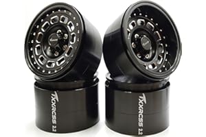 Txxrcss RC 2.2 Beadlock Wheels Adjustable 2 Offsets Rims Hub Aluminum Upgrades for 1/10 Crawle Car Wheel and Tires Remote Control SCX10 Trx4m (4PC) (Titanium Black)