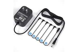 WUKUR Replacement for 9V Guitar Pedal Power Supply 9 Volt Power Supply for Guitar Pedals，1A Tip Negative with 5 Way Daisy Chain Power Cable