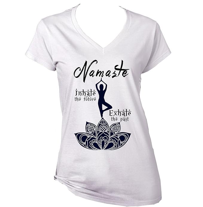 teesquare1st Yoga Namaste Camiseta para Mujer de Algodon ...