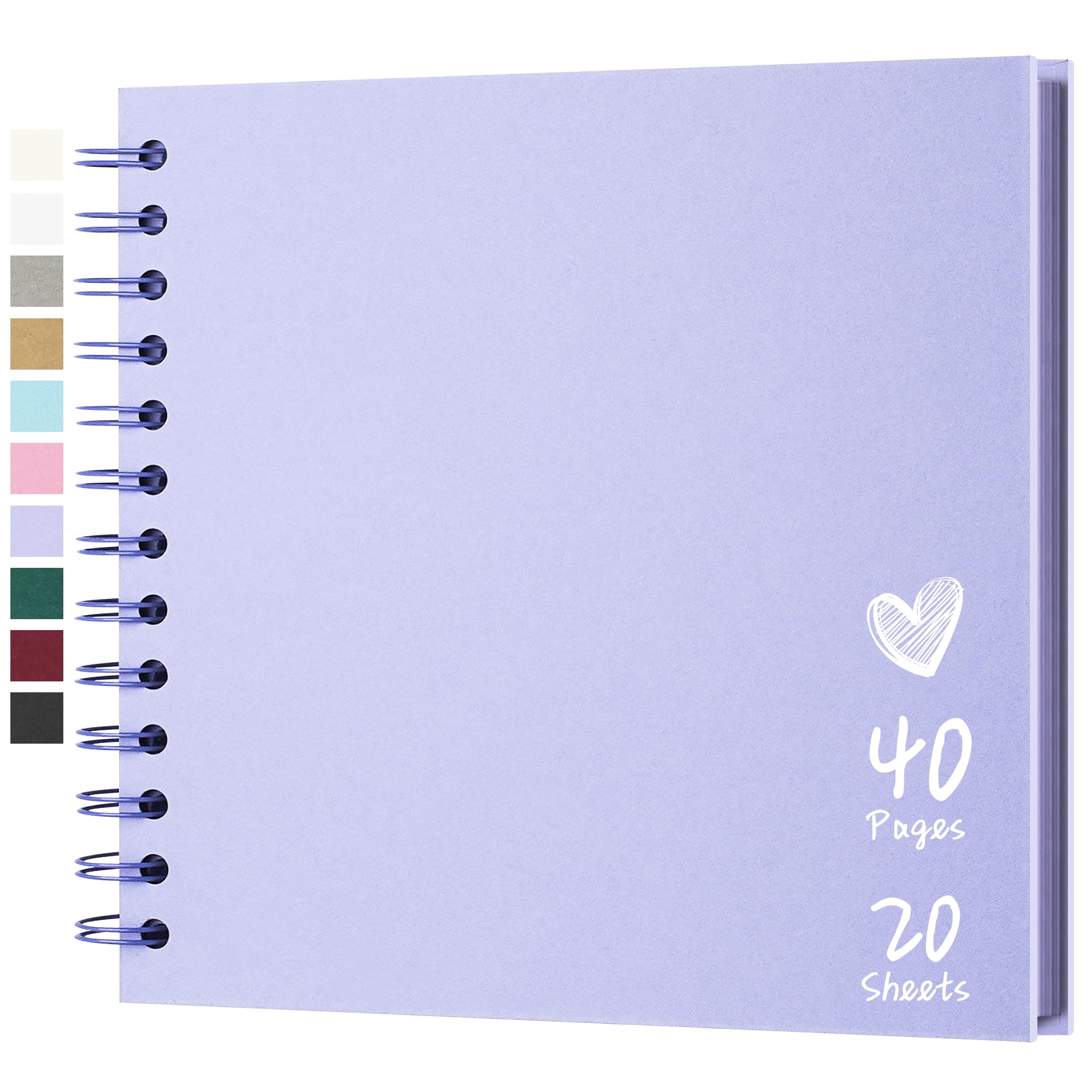 Hiwhy Scrapbook 7x7 Inch DIY Scrapbook Album Hardcover Kraft Paper Scrap Book Photo Albums 20 Sheets Memory Book for Family Wedding, Light Purple