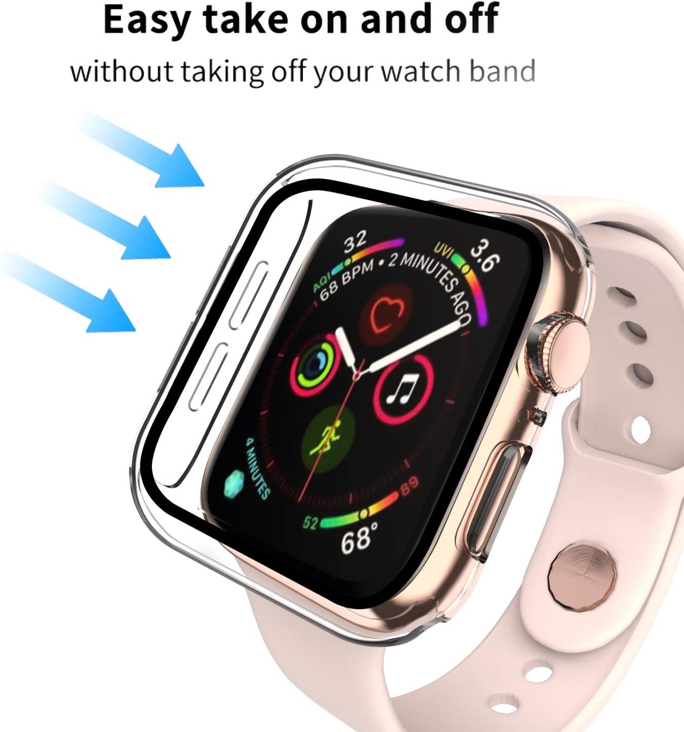 Smiling Case Compatible with Apple Watch Series 6/SE/Series 5/Series 4 40mm with Built in Tempered Glass Screen Protector,Overall Protective Hard PC Case Ultra-Thin Cover- Clear