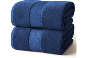 Infinitee Xclusives– Luxury Bath Sheets Towels – 2 Pack 600 GSM (35X70 Inches)– 100% Ring Spun Cotton Large Bath Towels for Bathroom (Tranquil Navy, Bath Sheet Pack of 2)