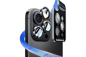 UltraGlass UNBREAK TOP 9H+ Glass for iPhone 16 Pro Max/16 Pro Camera Lens Protector (12FT Military Grade Protection) Camera Protector 16 ProMax/16 Pro Lens Cover (Longest Durable) Black Titanium