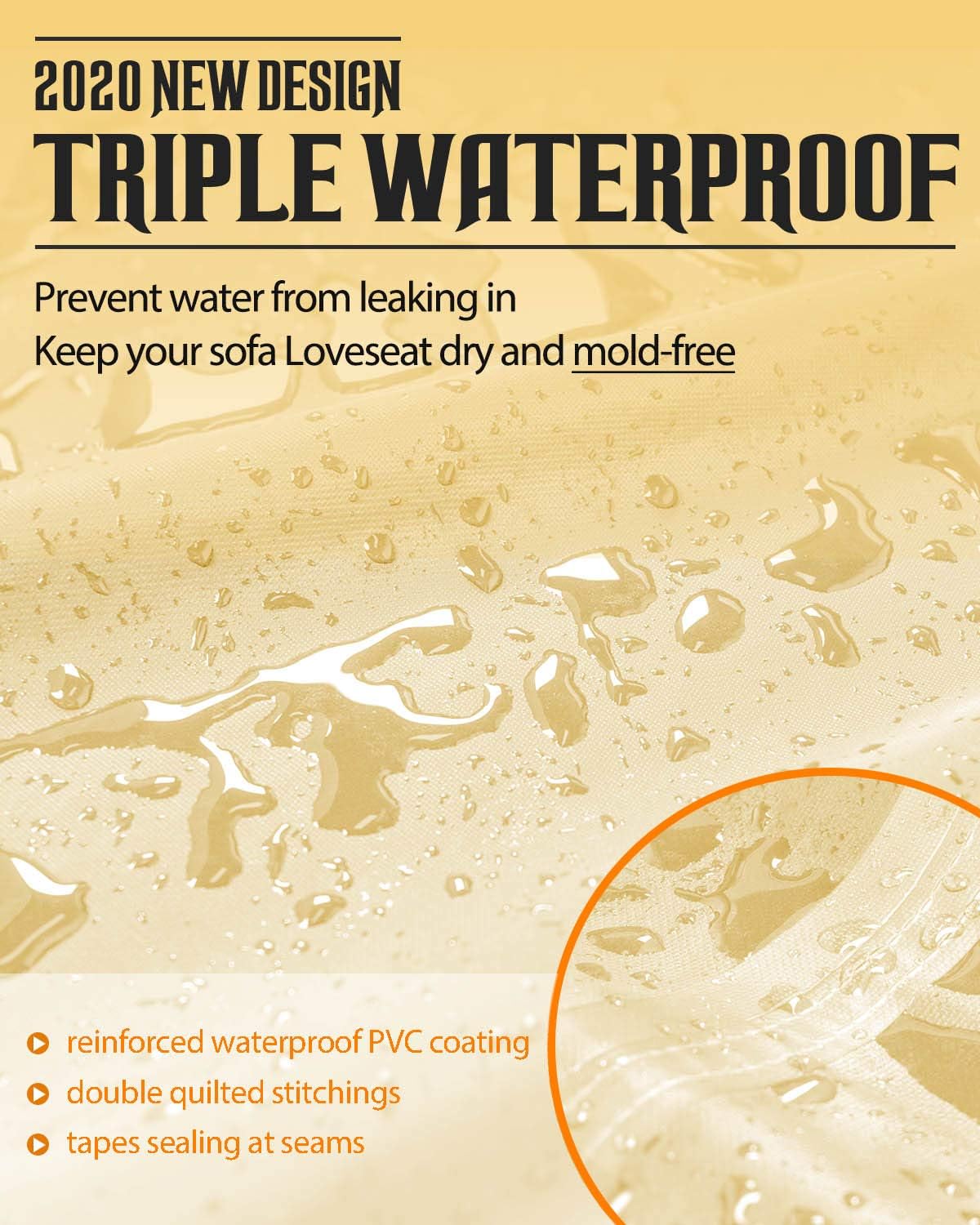 Patio Loveseat Cover, Waterproof Outdoor Sofa Cover 58" L x 32.5" W x 31" H, 600D Heavy Duty Patio Bench Couch Cover with 4 Air Vents for All Weather, Lawn Patio Furniture Covers (Khaki, Brown): Kitchen & Dining