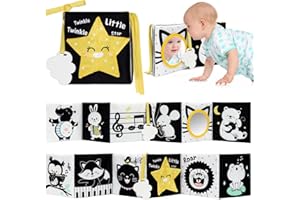 OKOOKO Black and White Baby Book High Contrast Toy 0-6 Months Baby Soft Book Tummy Time Montessori Sensory Crib Stroller Toy 