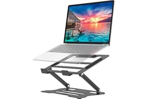 Klsniur Laptop Tablet Stand, Universal Adjustable Carbon Steel Laptop Computer Stand, Ergonomic Foldable Portable Desktop Tray Cooling Holder Compatible with 10''-15.6'' Devices (Black)