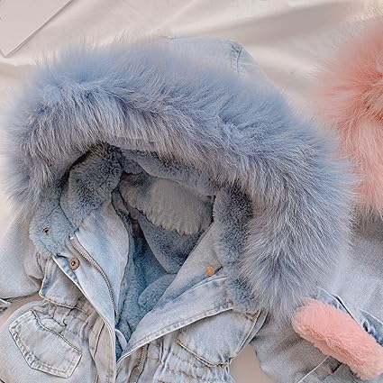 denim fur jacket for baby girl