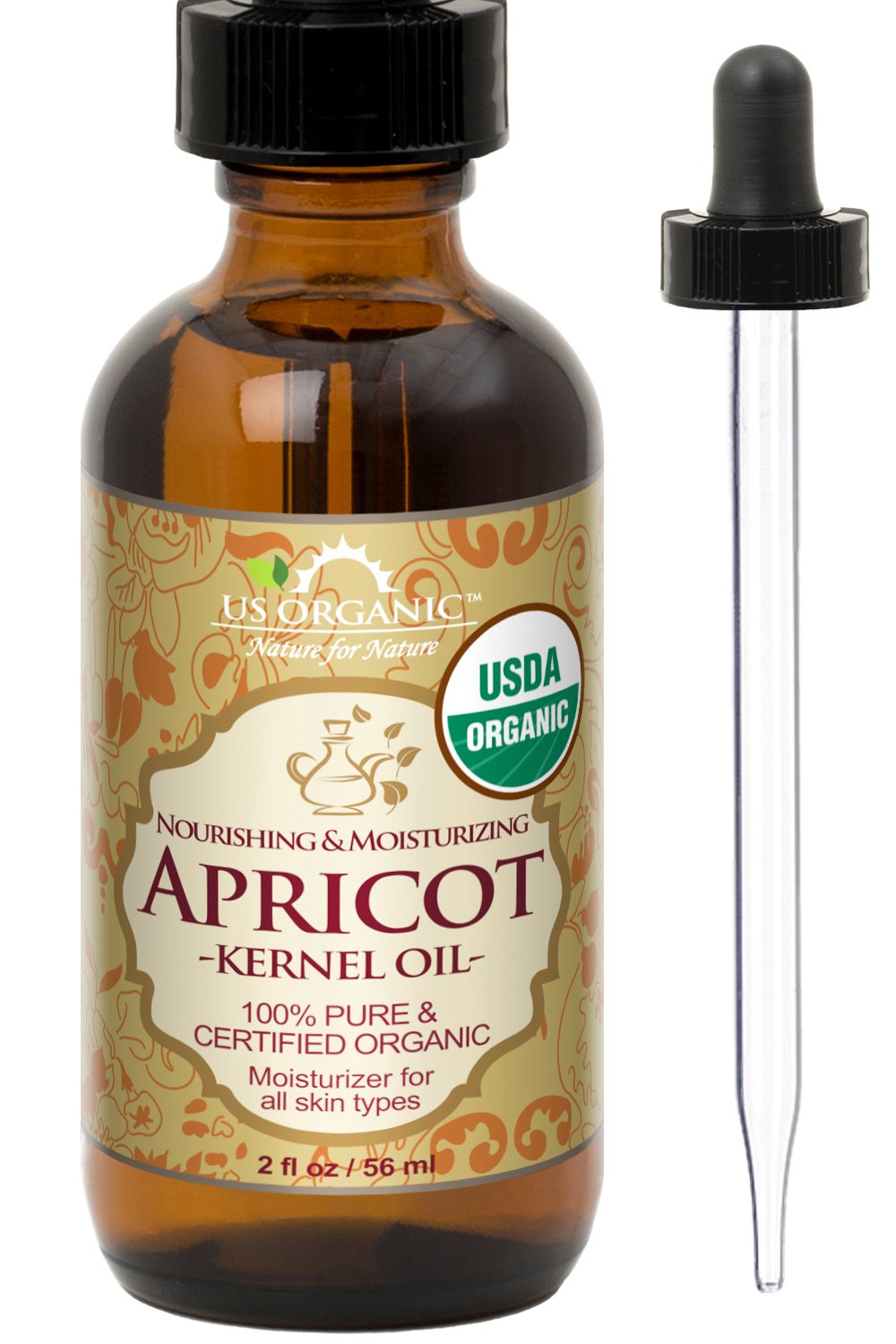US Organic Apricot Kernel Oil, USDA Certified Organic,100 Pure