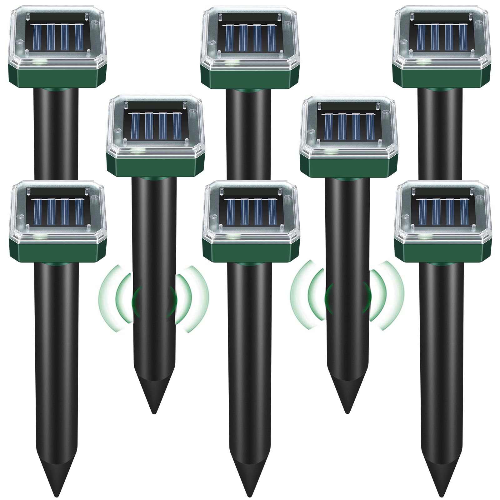 Photo 1 of Mole Repellent Solar Powered 8 Pack,Snake Vole Repellent Outdoor, Gopher Repellent Ultrasonic Solar Powered for Lawn Garden Waterproof, Sonic Mole Spikes,Get Rid of Moles Groundhog Chipmunk Repellent
