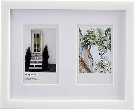 Amazon Co Jp Amazonベーシック フォトフレーム Instax インスタックス 用 2面 約8 5cm ホワイト ホーム キッチン
