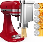 Metal Gourmet Pasta Press Attachment for KitchenAid Stand Mixer &ndash; Durable Pasta Maker Attachment with 5 Interchangeable Plates for Spaghetti, Bucatini, Fusilli, Large &amp; Small Macaroni