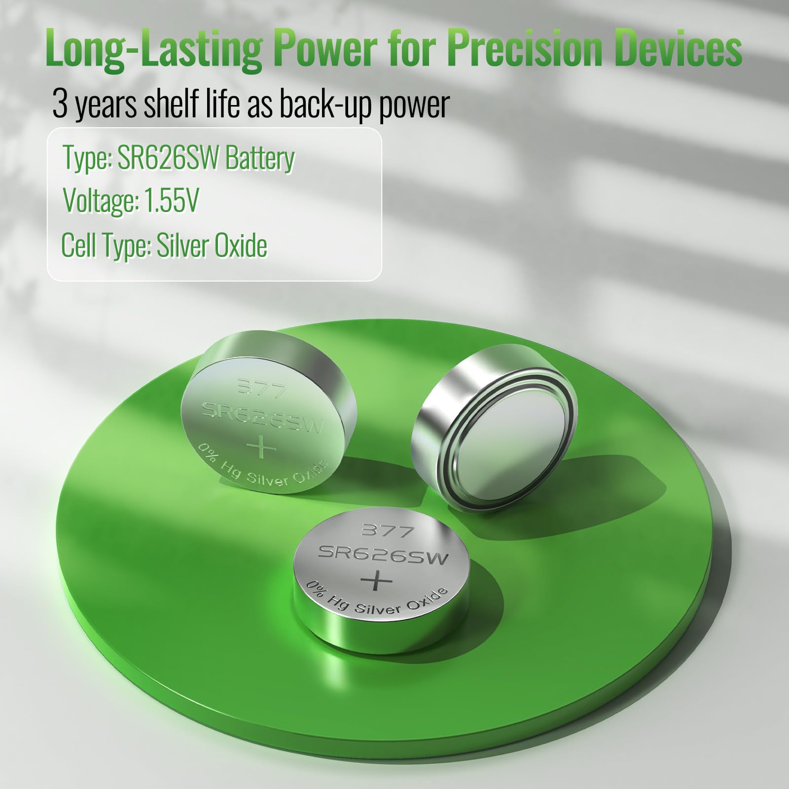 POWEROWL SR626SW 377 Watch Battery 24 Pack - High Capacity 377/376 Silver Oxide 1.55V Button Batteries for Watches, Calculators