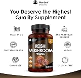 New Leaf Reishi Mushroom Capsules 4000mg 120 Vegan Extract UK Made view 4