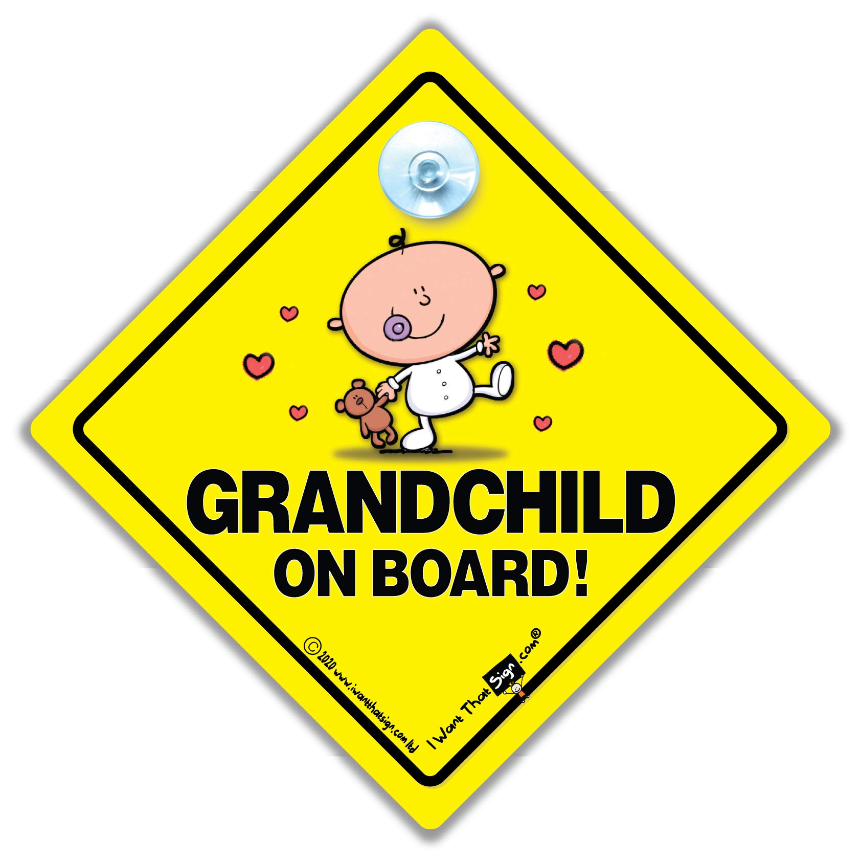 Grandchild on Board Sign, Baby On Board Sign, Baby On Board Car Sign, Grandchild On Board Car Sign, Baby Car Sign, Grandchild Car Sign 14 cm x 14cm