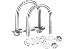 METALLIXITY U Bolts 4Set (M6x33x53mm), Round U Bolt Kits 304 Stainless Steel with Nylon Lock Nut Washers Plates - for Constru