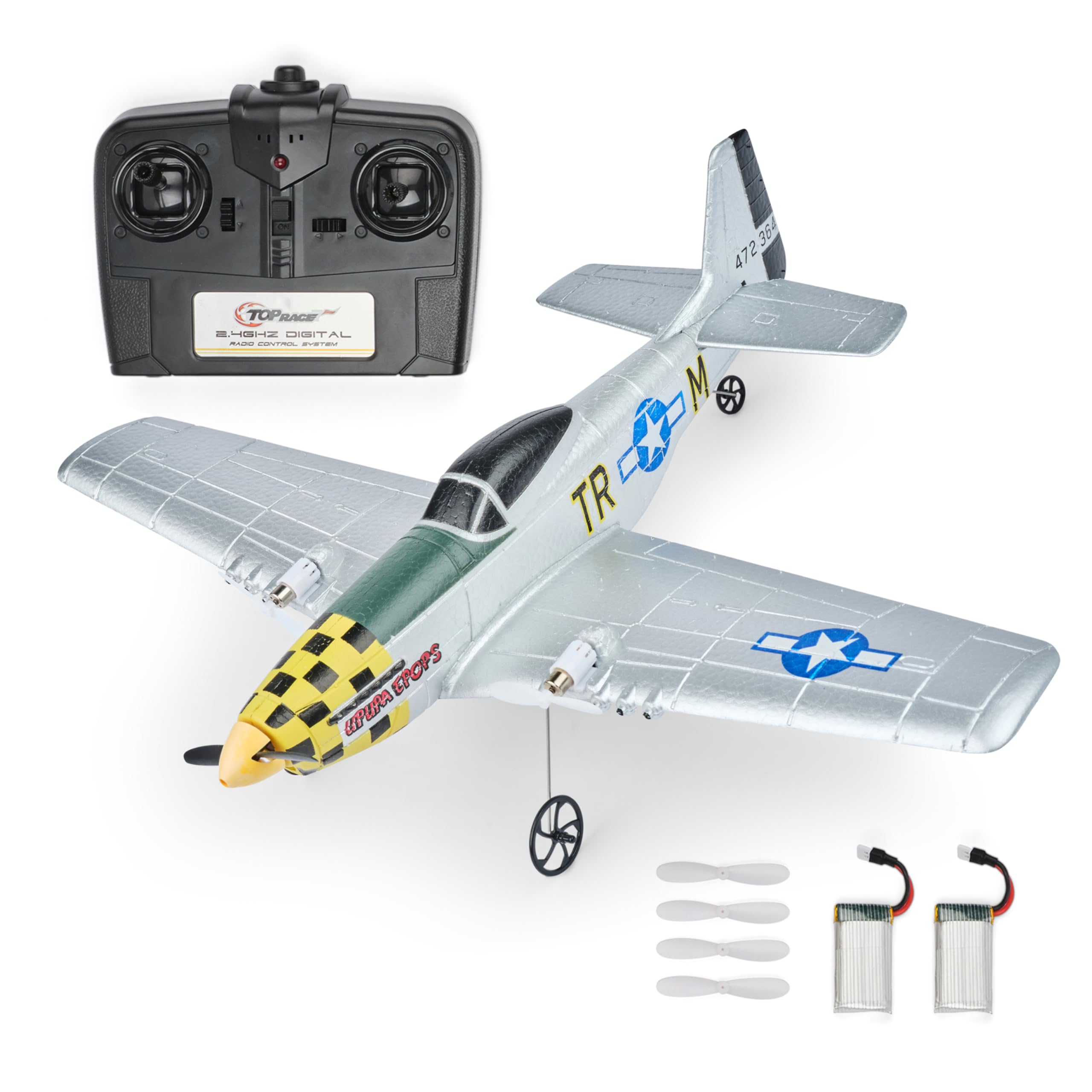 Photo 1 of Top Race Remote Control Airplane | RC Plane 4 Channel Ready to Fly RC Planes for Adults, Advanced RC Foam Blimps for Adults, Remote Control Airplane Spitfire Shark Mouth TR-S55