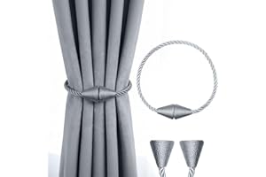 1 Pack-Magnetic Curtain Tiebacks, 19.65 Inch Rope Curtain Holdbacks for Drapes, No Drill Modern Handmade Window Treatment for
