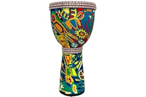 RUOSWTE Djembe Drum Bongo ，Goblet Drum Made Of Goat Leather Drum Head, Hand Painted Cloth, West African Style Hand Drum,Gift For Beginners (C)