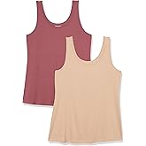 Amazon Essentials Women's Plus Size Slim Fit Scoop Neck Tank Top, Multipacks