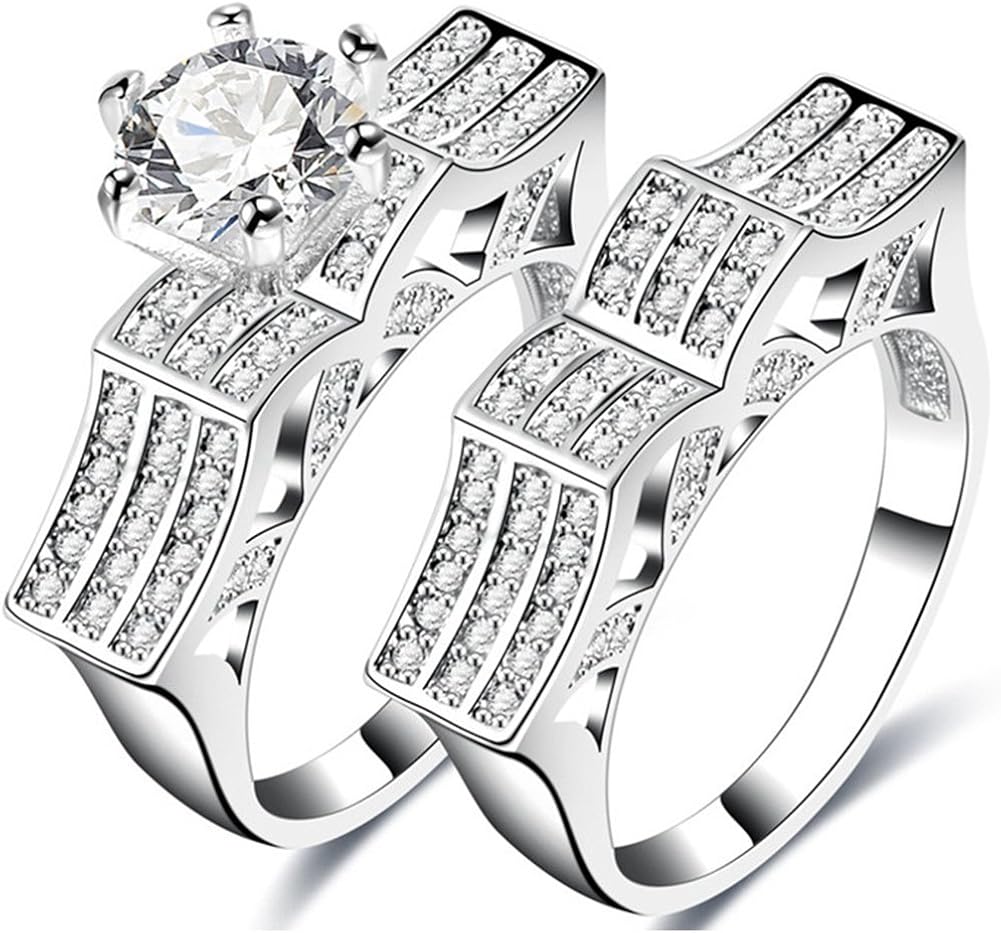 Unique Wedding Rings Set For Couple Matching Wedding Bands Etsy