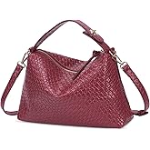 Lushandy Woven Purses for Women, Leather Woven Crossbody Bag Slouchy Hobo Bag Chic Tote Purse Trendy Satchel Shoulder Handbag
