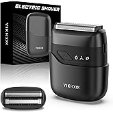 VIKICON® Electric Foil Shavers for Men, Compact Travel Face Shaver, Mini Razor for Shaving Face, Portable On-The-Go Shaver w/Dual Floating Blades, Close Shave Stubble Trimmer USB-C, Gifts for Dad Him