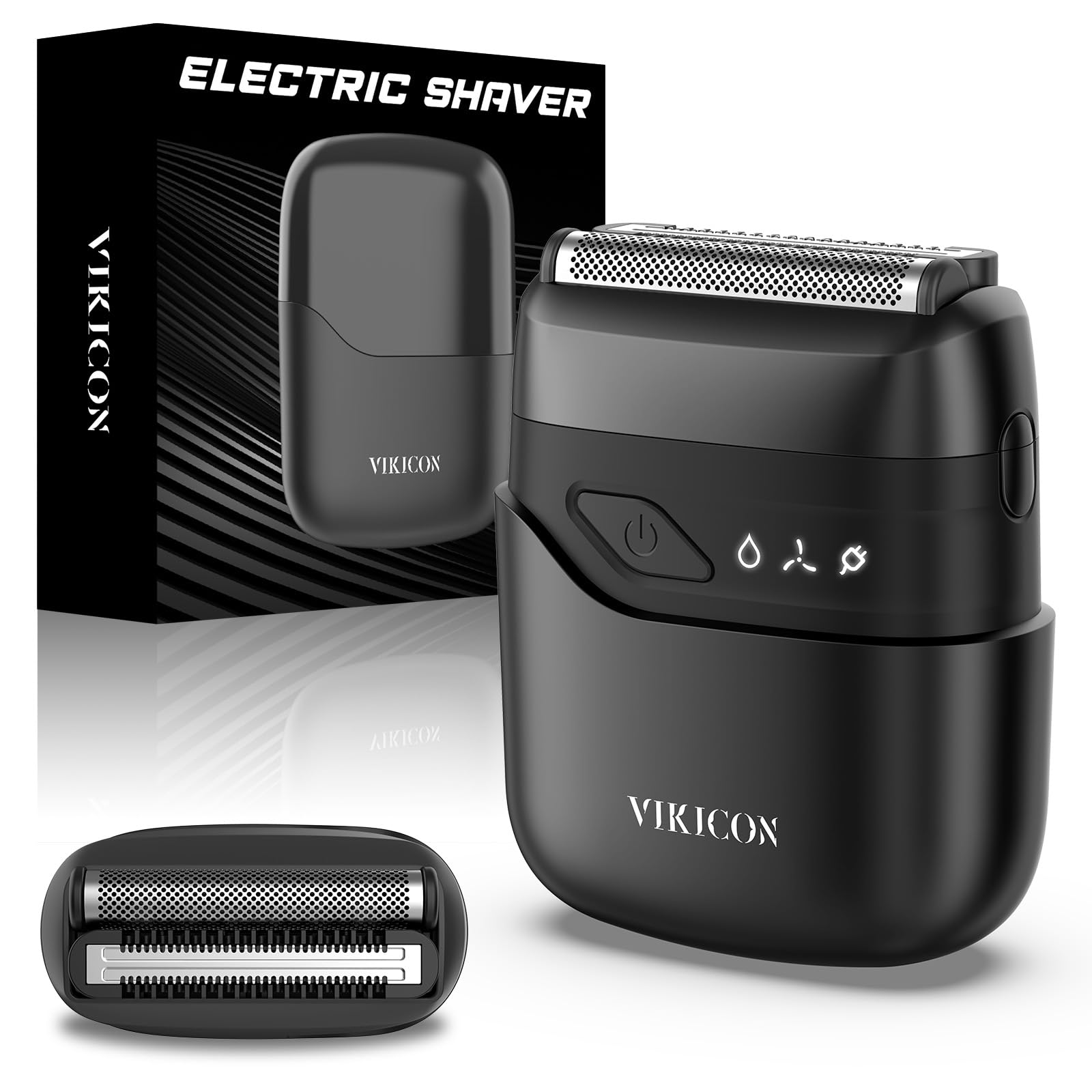 Photo 1 of VIKICON® Electric Foil Shavers for Men, Compact Travel Face Shaver, Mini Razor for Shaving Face, Portable On-The-Go Shaver w/Dual Floating Blades, Close Shave Stubble Trimmer with USB-C Fast Charge