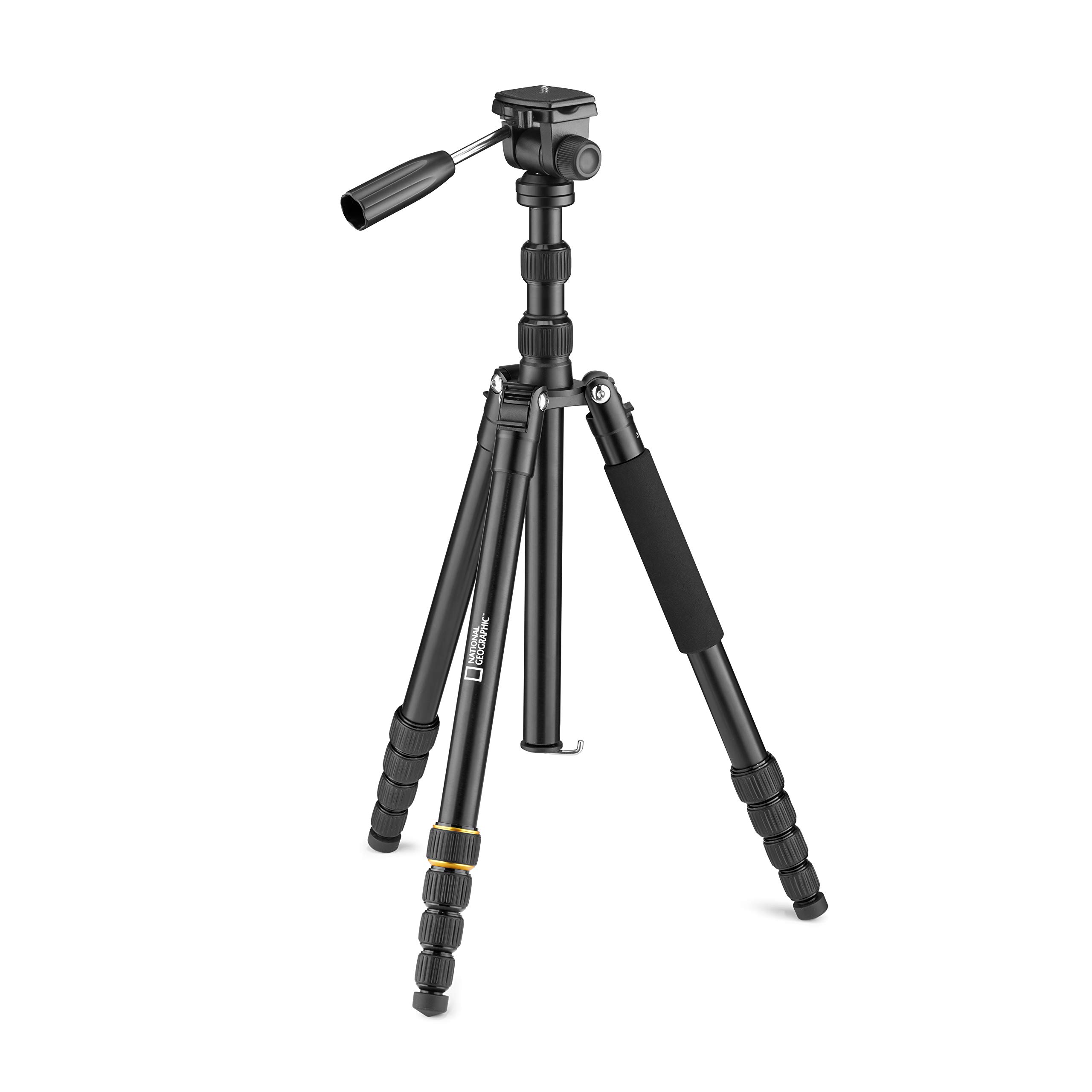 National Geographic Travel Video Tripod Kit with Monopod, Aluminium, 5-Section Legs, Twist Locks, Load up 6 kg, Carrying Bag, Ball Head, Quick Release NGTRV005T [Amazon Exclusive]