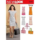 New Look N6095 Women's Dress &amp; Tote Bag Sewing Pattern, Sleeveless &amp; Short Sleeve Dresses, Sizes 10-22