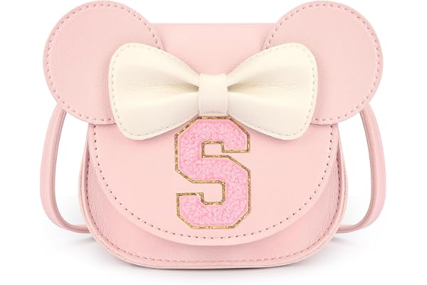 mibasies Toddler Purse for Girls Age 3-8, Pink Letter S Toy Birthday Gift | Crossbody bag toys for baby - Princess Wallet Gifts 1 2 3 4 5 6 7 8 Year Old Easter and Christmas Basket Stuffers