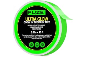 Lockport Glow in The Dark Tape - 15 Ft x 0.5 in - Bright - Rechargeable - Reflective - Glow Tape in The Dark - Halloween Decoration, Night Decorations, Safety and Home Marking