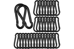 SEUNGCH 50 Pack Black Carabiner Clips, 2.36 Inch Heavy Duty Spring Snap Hooks - Small Locking Carabiners for Camping, Hiking, Hammocks, Swing Sets, Keychains, Fishing & Outdoor Gear