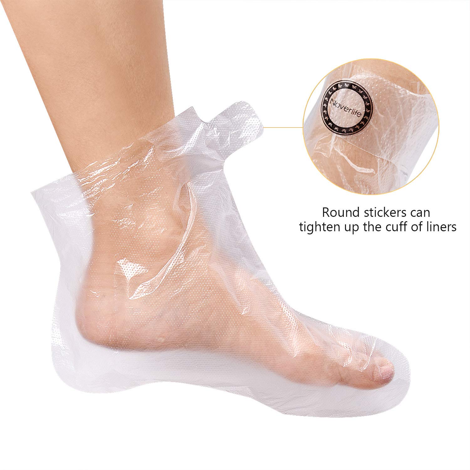 Noverlife 200PCS Clear Plastic Disposable Booties, Paraffin Bath Liners for Pedicure Hot Spa Wax Treatment, Thermal Paraffin Wax Therapy Foot Covers Protector Liners: Beauty