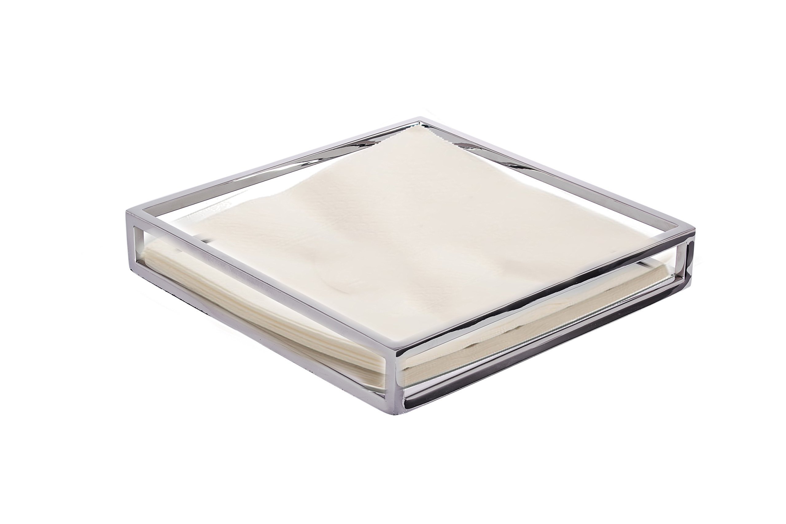 Napkin Holder Small Square Mirrored Flat Stainless Steel For Tables