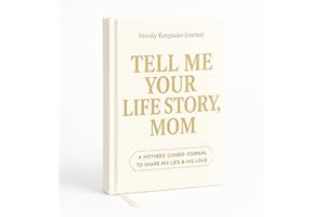 TESITEHI Mom Tell Me Your Life Story Leather Journal (Hardcover) - A Family Heirloom Keepsake with + 275 Prompts to Share His Life Story Book and Memories, Mother's Day, Christmas Gift from Daughter & Son