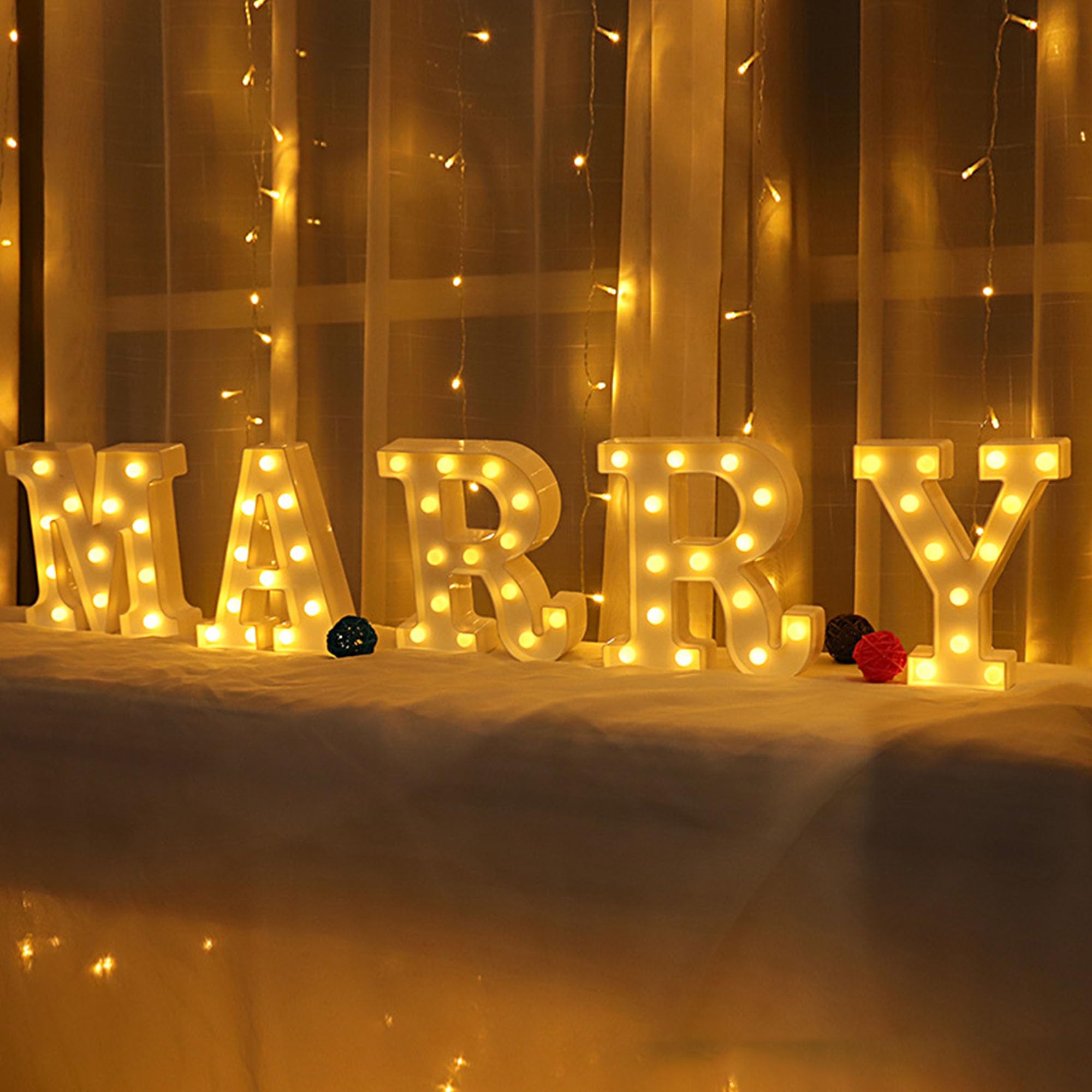 WYFCR wedding Sign Decorative LED Illuminated Letter Lights Marry Signs, Illuminated Marquee Sign, Neon Light Up Letters, Lighted wedding Decor(MARRY)